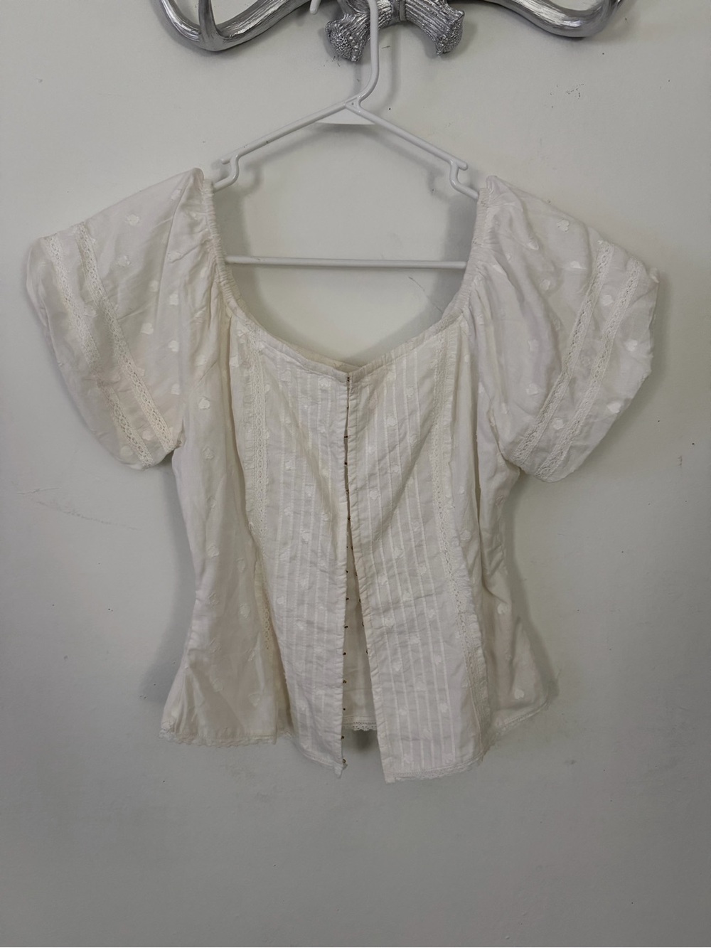 LoveShackFancy White Puff Sleeve Corset Top